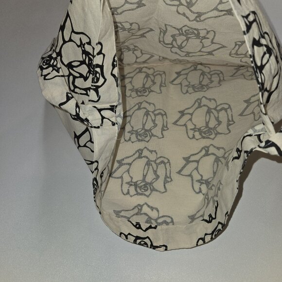 13 x 17" Freda Salvador Tote Bag Rose Floral Print Cream Black Linen Shop Rose U - Picture 4 of 6